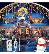 Icicle Lights Outdoor Decorations 60+16Ft 600 LED Christmas Lights Outdoor Waterproof Connectable...