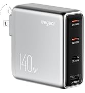140W USB-C Charger for Laptop, wegear Slim 4-Port PD 3.1 GaN Fast Charging Block with Foldable Pl...
