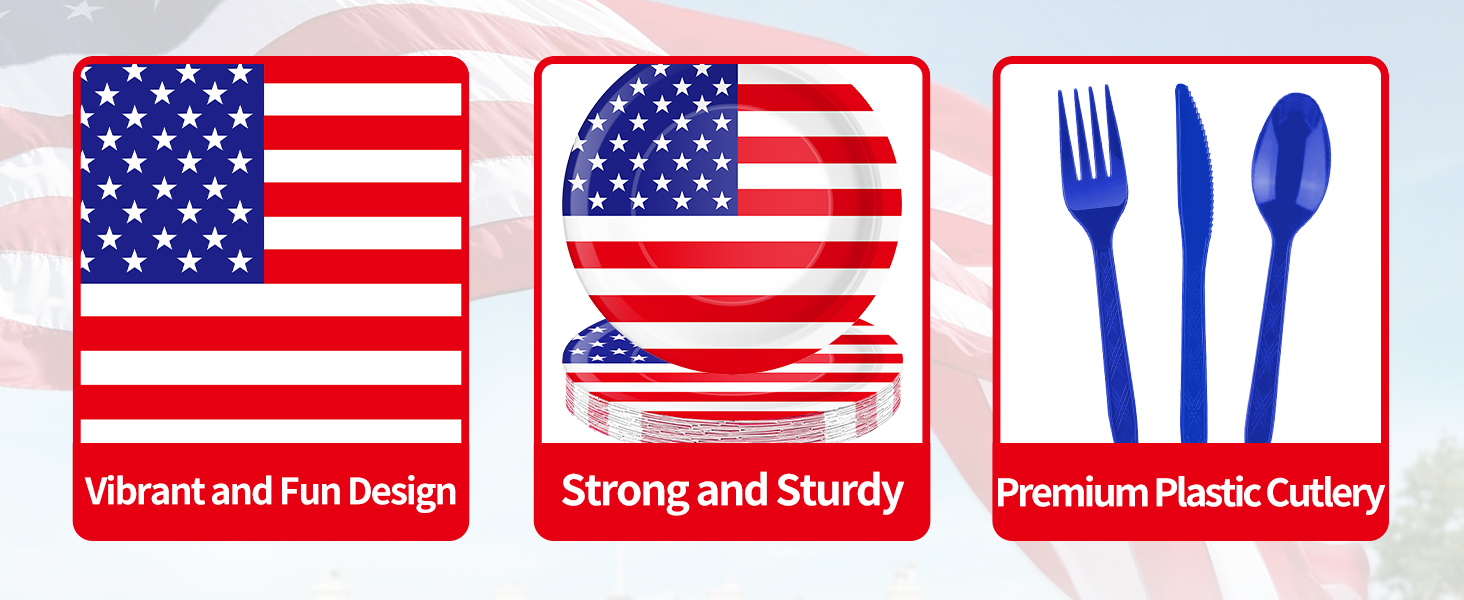USA Flag Disposable Tableware Set
