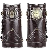 Avaner Men's Steampunk Leather Wristwatch: 2 Pack Vintage Leather Bracers Watch Arm Armor Cuff fo...