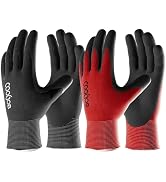 COOLJOB Gardening Gloves for Men, 2 Pairs Breathable Rubber Coated for Garden Weeding Landscaping...