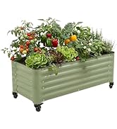Vego garden Classic Rolling Garden Bed – 1.75' Mobile Metal Raised Garden Bed for Patio, Deck, Ba...