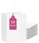 qiqee 30-Packs White Gift Bags with Handles Bulk 13''x5 x10 Large Size Paper Bags Multiple Uses (...