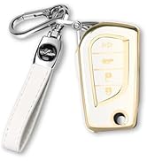 MILD EAST Flip Key Fob Cover for Toyota Fortuner Tundra Camry RAV4 Highlander Challenger, Soft TP...