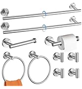 Brushed Nickel Bathroom Hardware Set 10Pcs Tower Bar Set SUS304 Bathroom Accessories Includes 2PC...
