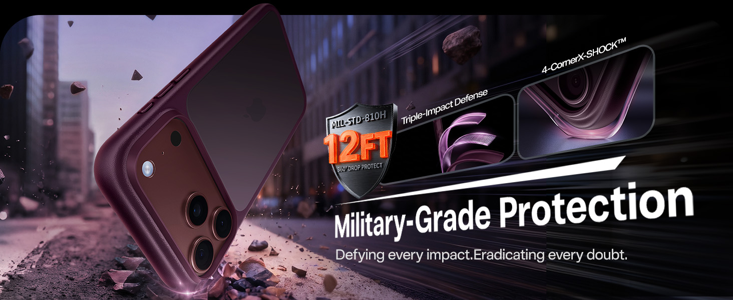 TORRAS for iPhone 18 Pro Case Burgundy Purple, Guardian Champion Series