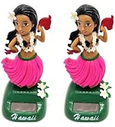 Wentoenapp 2Pcs Pink Hawaii Solar Dancing Bobblehead - Funny Dashboard Decor, Cute Car/Home Decor...