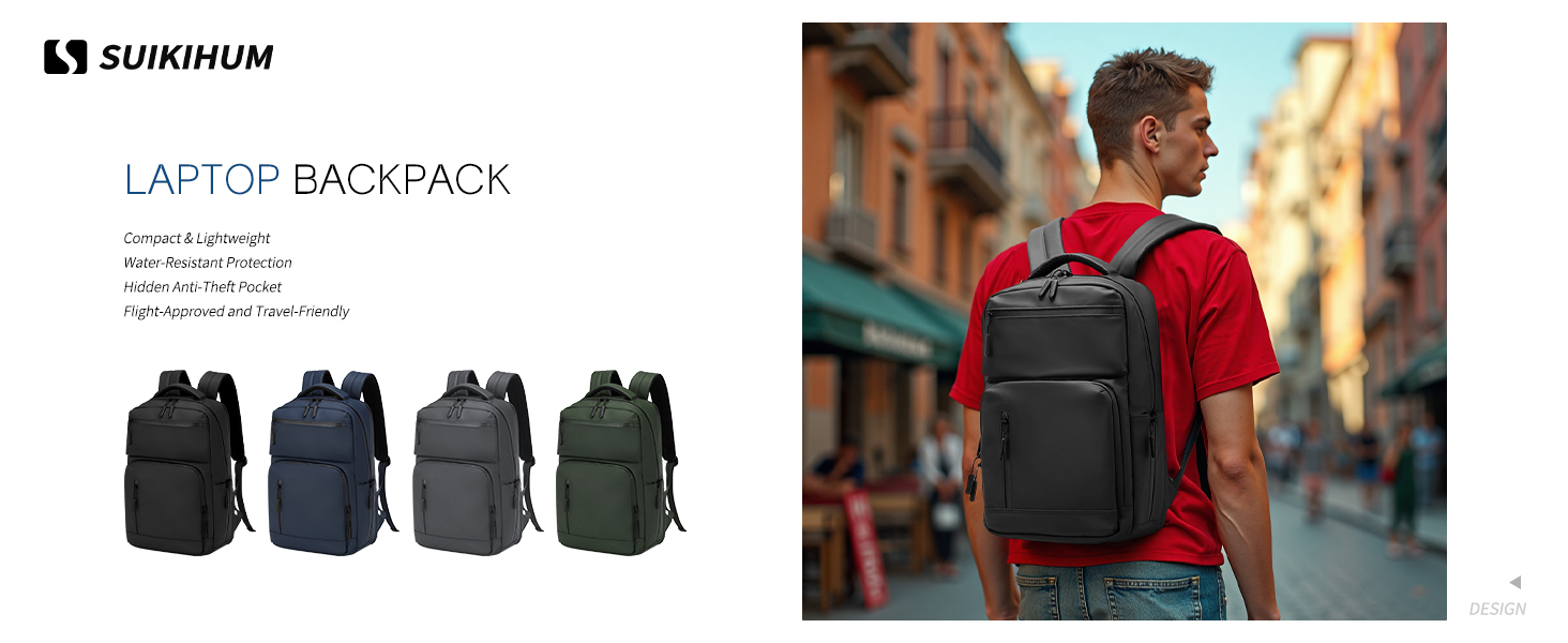 Laptop Backpack 4 color, black, blue, gray and green