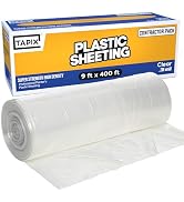Plastic Sheeting (9' x 400') Long - High Density Painters Plastic Sheeting Roll in Box with Dispe...
