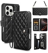Vofolen Compatible with iPhone 16 Pro Max Case with Card Holder Crossbody Wrist Strap Leather Fli...