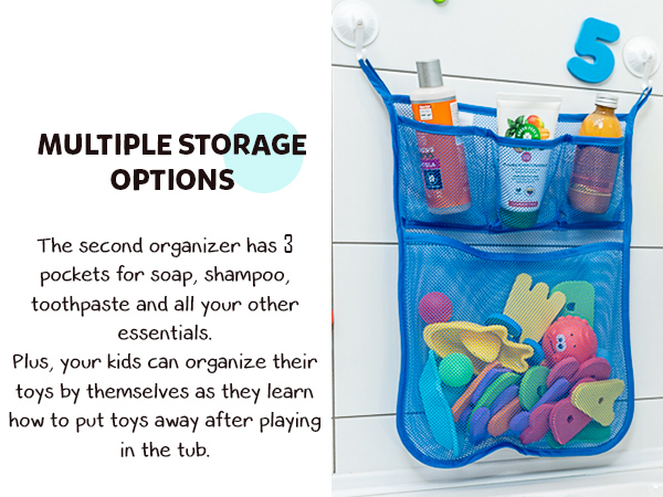 bath toy organizer blue