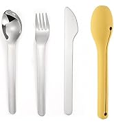 DZRZVD Camp Flatware Sets - Stainless Steel Spoon Fork Knife & Silicone Storage Cover - Ultraligh...
