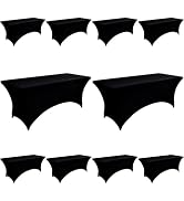 ZarzaaSik 10-Pack 6ft Black Spandex Table Covers for Rectangle Standard Folding Tables - Wrinkle ...
