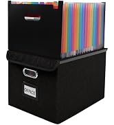 Vexalora File Organizer Box with Folder, 25 Pockets Accordion File Organizer with Colored Labels,...