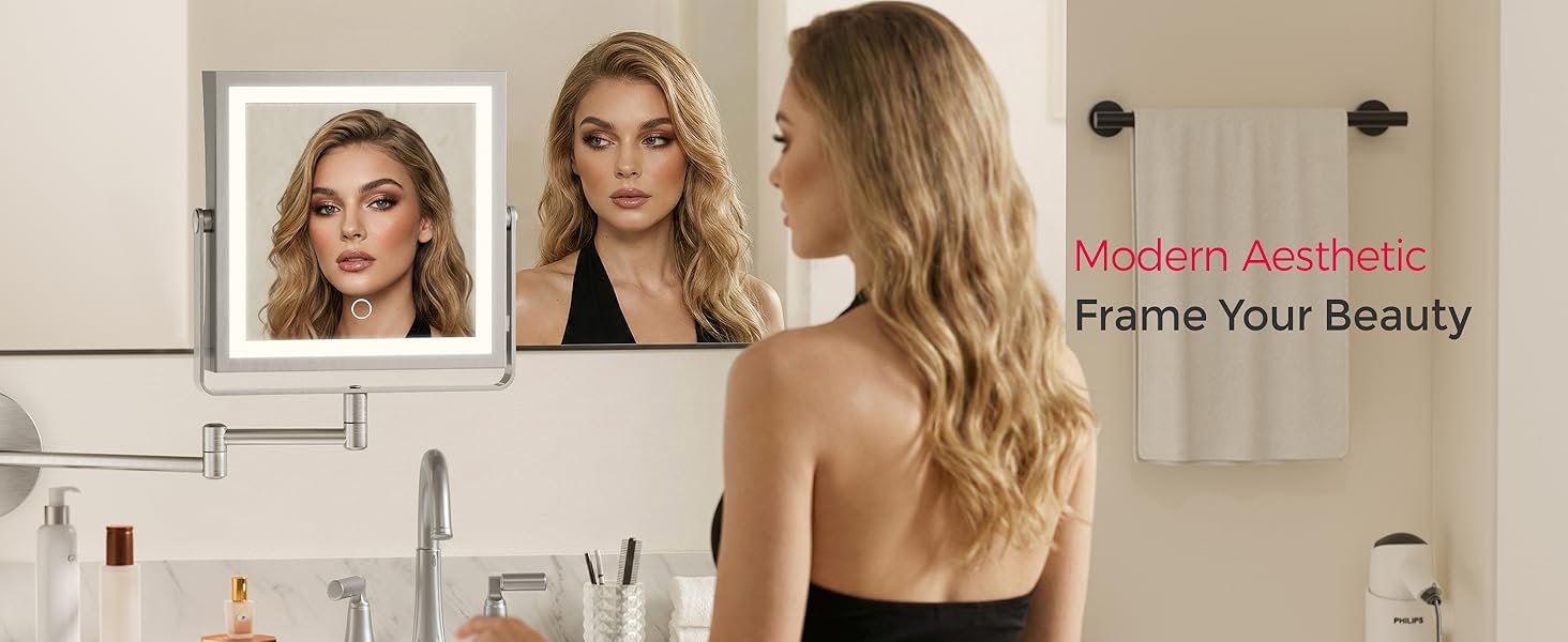 Rechargeable Wall Mounted Makeup Mirror with Lights