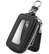 Car Key Fob Case, Leather Key Fob Holder with Transparent Window & Zipper Closure, Remote Keychai...