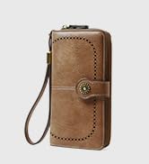 brown wallet for Women RFID Blocking Leather Large Capacity