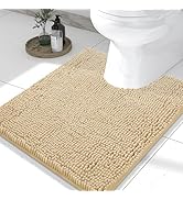 Smiry Chenille U-Shaped Toilet Bathroom Rugs, Soft Absorbent Non-Slip Contoured Rugs, Machine Was...