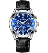 Avaner Men's Leather Wrist Watches: Analog Quartz Classic Watches with Three-Eye Dials and Date