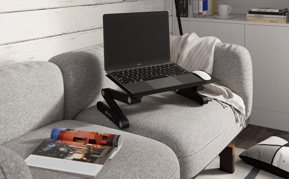 ergonomic aluminum adjustable height with mouse laid back laptop desk stand for couch lying down
