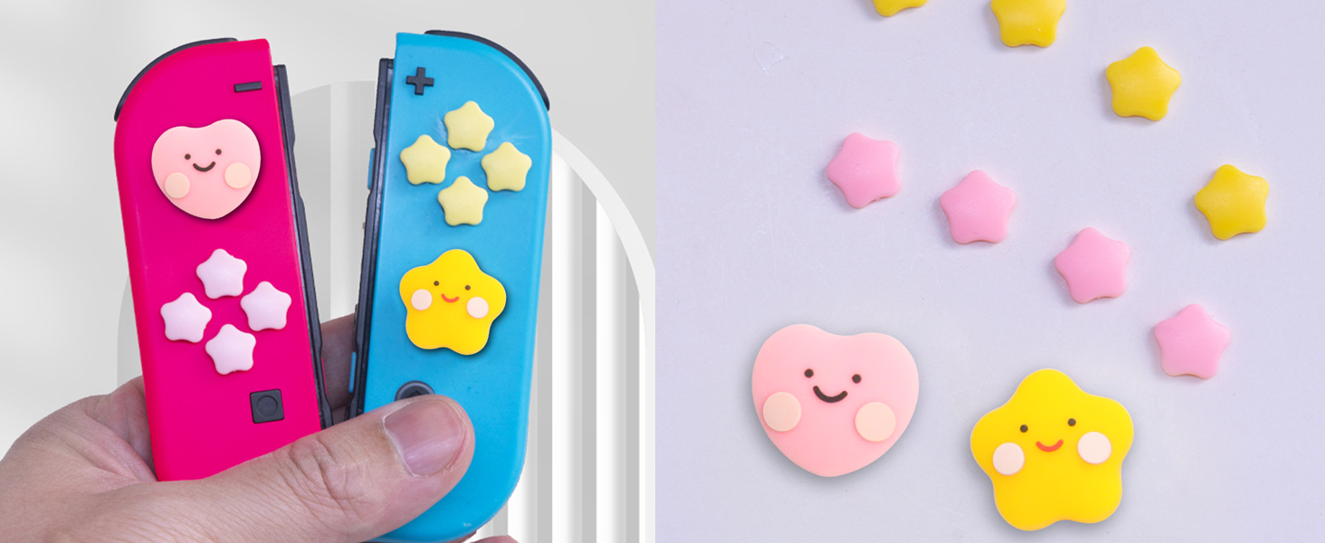 switch dpad thumb grips caps heart star button covers for kirby fans