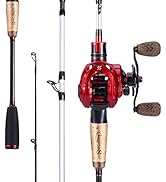 Sougayilang Baitcaster Combo, Fishing Rod and Reel Combo, 2-Piece Fishing Pole with Baitcasting R...