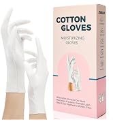 Zealor 6 Pair White Cotton Gloves for Dry Hands, Moisturizing Overnight Work Gloves Liners for Ec...