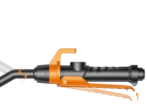 ANSE X1 Ultra fuel transfer pump features a handle with a rotatable nozzle and a flow-control lever