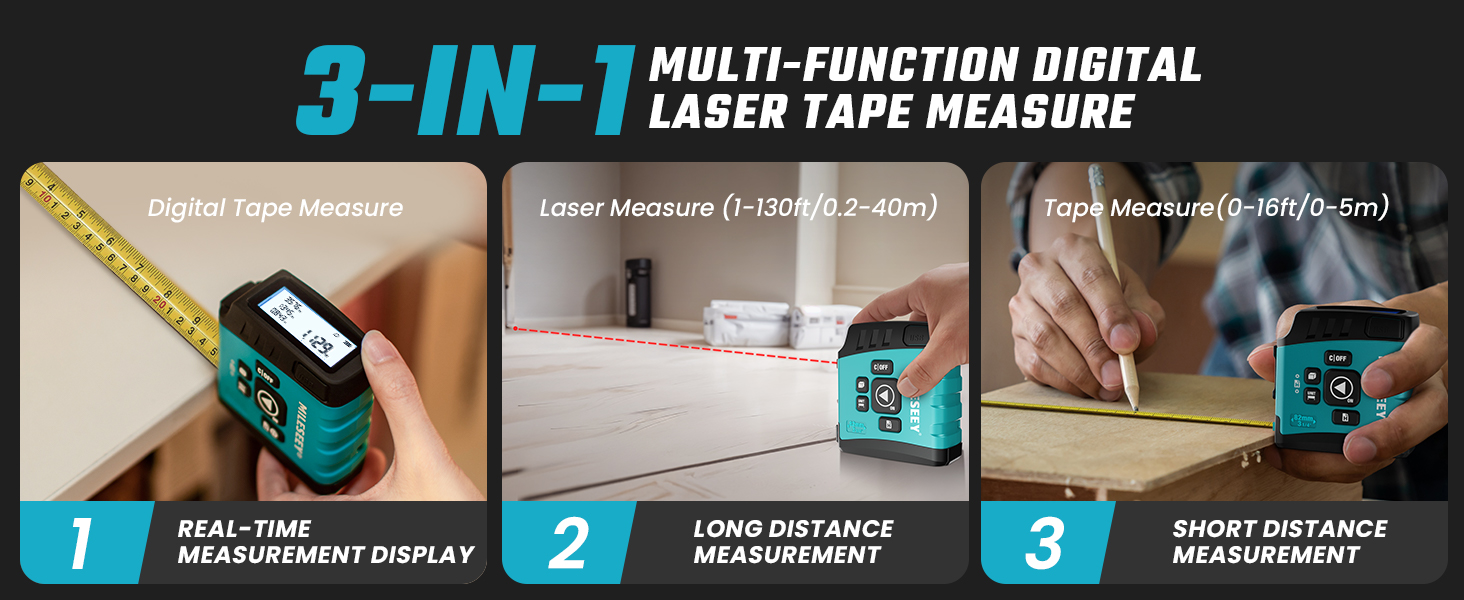 3-in-1 Digital Laser Tape Measure