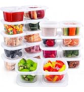 Caperci 10-Pack 8oz 2 Compartment Snack Containers with Lids, Clear | BPA-free reusable snack pac...