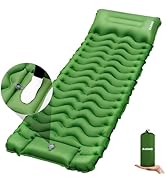 KASIMO Camping Sleeping Pad, Ultralight Camping Mat with Pillow Built-in Foot Pump Inflatable Sle...