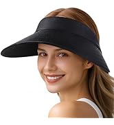 Sun Hats for Women - Wide Brim Sun Visor Hat for Women, UPF50+ Lightweight Foldable Ponytail Spor...