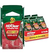Duck HD Clear Packing Tape with Dispensers - 6 Rolls of Strong Heavy Duty Packing Tape for Shippi...