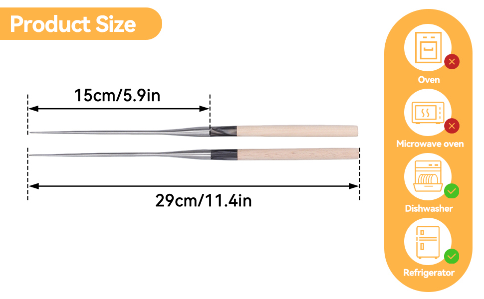 Chopsticks with Wooden Handle Reusable Chopsticks Long Chopsticks for Cooking