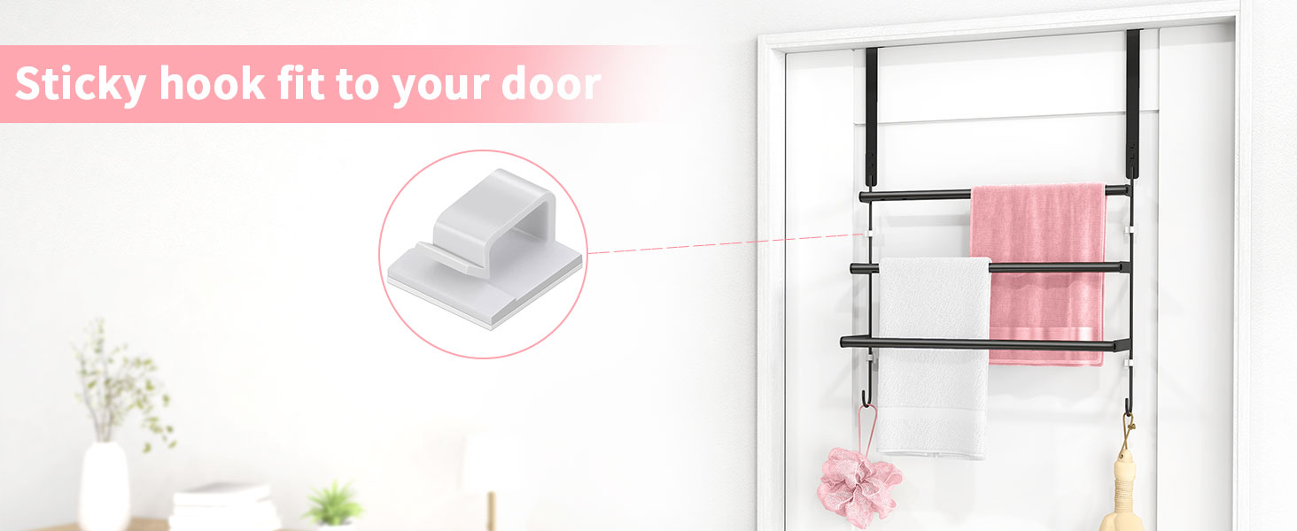 Over The Door Towel Rack, Towel Rack with Hooks for Door Hanging