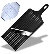 Seki Japan Vegetable Slicer, stainless steel mandoline slicer with hand protector, wide black pla...