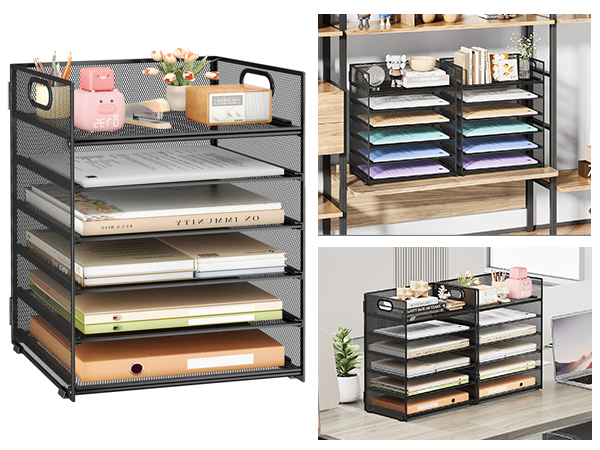 2-Pack desk paper tray organizer