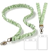 POPLOPP Scrunchie Lanyard with ID Badges Holder for Women, Stretchy Lanyards for Teachers, Cute N...