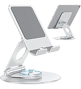 OMOTON T6 Swivel Tablet Stand for iPad with 360 Rotating Base, Foldable Adjustable Holder for Dra...