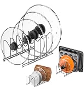 3 Pack Pot Lid Organizer for Cabinet, Stainless Steel Pot Lid Rack with Anti-slip Pad, Lid Holder...