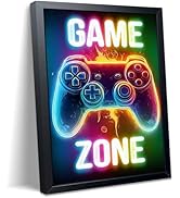 Boys Room Game Wall Decor Wall Decor, Neon Gaming Accessories Theme Wall Art, Colorful Neon Gamep...