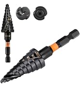 KSEIBI 9 Steps 3/16-3/4 inch SAE Standard Industrial Grade Step Drill Bit Ready Impact 1/4 inch S...