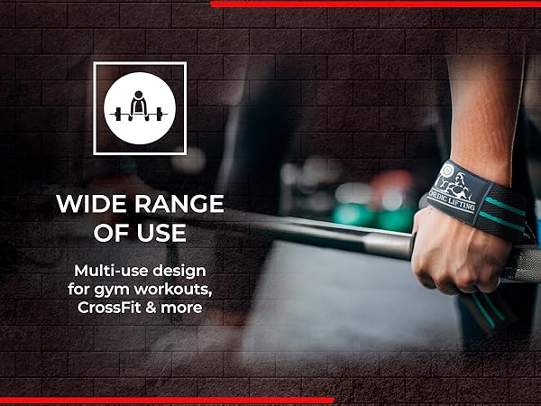 Powerlifter securing lifting straps on barbell