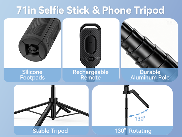 71in Selfie Stick & Phone Tripod