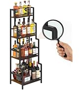 Hayexiha 4-Tier Industrial Liquor Cabinet & Liquor Stand, Stepped Bar Shelf for Liquor Bottles, L...