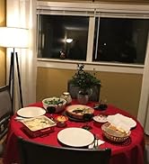 FOLINS&HOME Red Round Tablecloth 48 Inch Waterproof Heavy Duty Wrinkle Free Polyester Fabric Tabl...