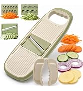 NACOLUS Handheld Mandoline Slicer for Kitchen,3 Blades with Hand Guard | Cute avocado-style veget...