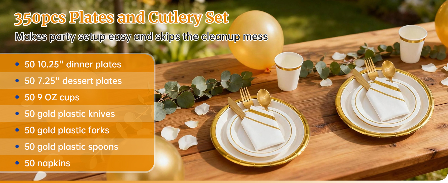 White and Gold Paper Plates