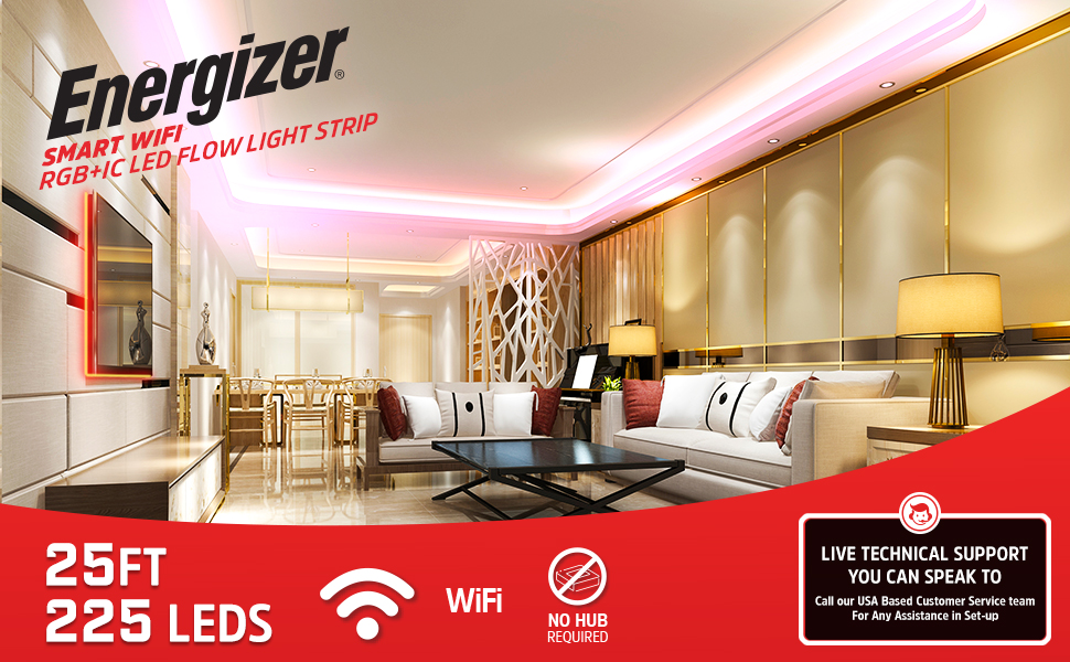 Energizer Smart Indoor 25 Foot RGB+IC LED Light Strip