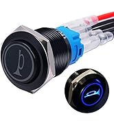 Twidec/16MM Raised Speaker Horn Momentary Push Button Switch 5/8" Mounting Hole 12V Blue Led Ligh...